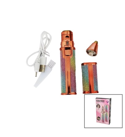 USB Şarjlı Simli Kaş ve Yüz Tüy Alma Aleti İki Başlıklı Ruj Tipi Taşınabilir Mini Epilatör