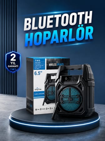 15W Güçlü Ses Çıkışlı Bluetooth Hoparlör FM Radyo ve Mikrofon Destekli
