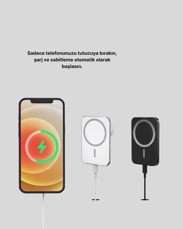 360° Döner Başlıklı MagSafe Araç Telefon Tutucu 15W Güvenli Kablosuz Şarj