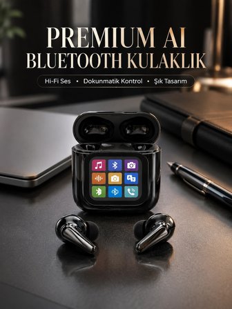 AI Destekli Dokunmatik Ekranlı Kablosuz Bluetooth Kulaklık