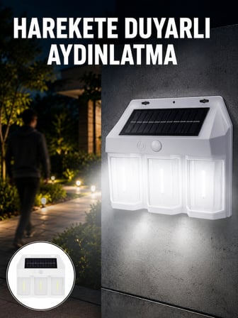 3 in 1 Solar Duvar Lambası – IP65 Su Geçirmez, Hareket Sensörlü Yeni Nesil