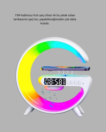 15W Hızlı Kablosuz Şarj Destekli Çok Fonksiyonlu Akıllı Masa Lambası