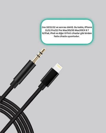 iPhone Uyumlu Lightning – 3.5mm Aux Adaptör Kablo Stereo Ses Aktarım