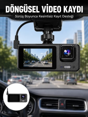 Full HD 3 Kanallı Araç Kamerası – Akıllı Çözümlerle Sürüş Yeni Nesil