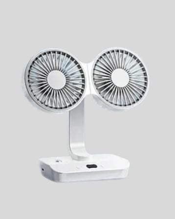 720° Döner Çift Taraflı Masaüstü Vantilatör – USB Şarjlı Sessiz Fan