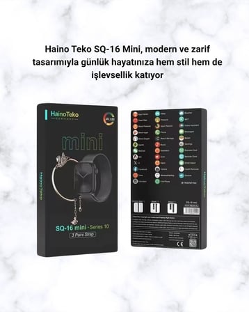 Mini Series 10 Akıllı Saat | 3 Kordon + Bileklik Hediyeli, Tüm Telefonlarla Uyumlu