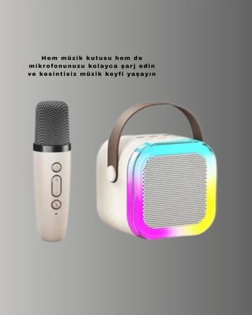 Karaoke Mikrofon Hoparlör Seti Bluetooth Kablosuz Taşınabilir