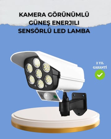 Kamera Görünümlü Solar LED Lamba Hareket Sensörlü Uzaktan Kumandalı Bahçe Duvar Aydınlatması