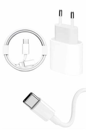 15/Pro/Pro Max 25W İOS Uyumlu Hızlı Şarj Aleti Adaptörlü Beyaz