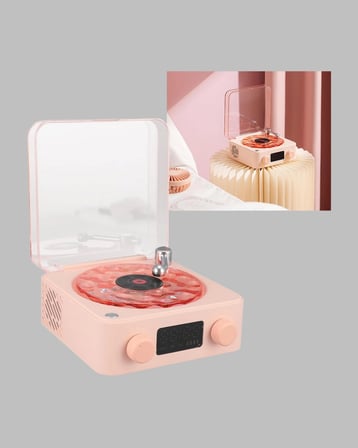 Retro Bluetooth Hoparlör – Yumuşak Gece Lambası ve Saat Göstergeli