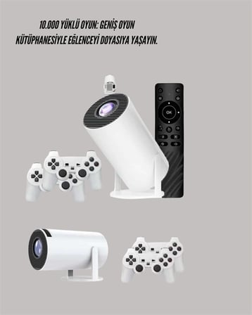 Kablosuz 4K Projeksiyon – Wi‑Fi 6 & Bluetooth 5.0 ile Oyun ve Uygulama Merkezli