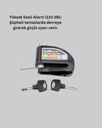 Alarm Sensörlü Disk Kilidi Motosiklet Scooter Bisiklet Güvenlik