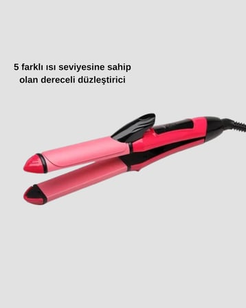 5 Kademeli Seramik Saç Düzleştirici – Düz ve Kıvırcık Mod, 26 mm Plaka, Profesyonel Saç Şekillendirme