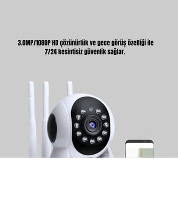 Full HD Akıllı IP Kamera – Gece Görüşlü, Hareket Sensörlü, Çift Yönlü Ses ve Online Kayıt Özellikli