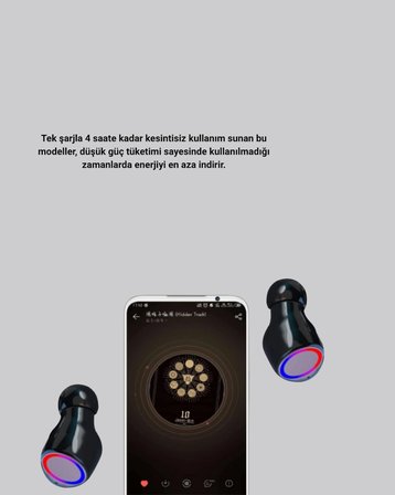 Kablosuz Kulaklık Uzun Pil Ömürlü Şarj Kutulu Ergonomik Hafif Tasarım