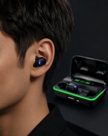 Bluetooth 5.1 Oyuncu Kulaklığı LED Ekranlı Powerbank Kulaklık