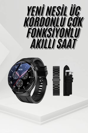 Amoled Ekran Metal Deri Silikon Kordonlu Uyku ve Sağlık Takibi