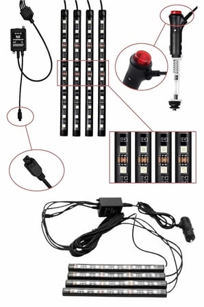 RGB Araç İçi Şerit LED Seti Müzik Kontrollü Ambiyans Aydınlatma