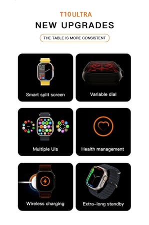 Turuncu Kordonlu Siyah Kasa Akıllı Saat, Nabız ve Uyku Takibi Özellikli, iOS ve Android Uyumlu