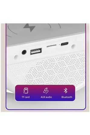 Beyaz G Şekilli Kablosuz Masaüstü Hoparlör ve Telefon Şarj Standı, Çoklu Bağlantı Özellikli