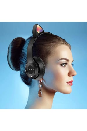 Kulak Üstü Bluetooth Kulaklık, RGB Işıklı ve Dokunmatik Kontrollü, Mikrofonlu, Siyah Renk