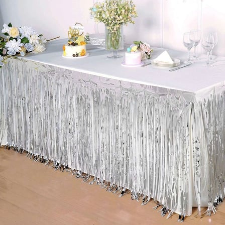 Gümüş Metalize Masa Eteği 275x75 Cm – Kendinden Yapışkanlı
