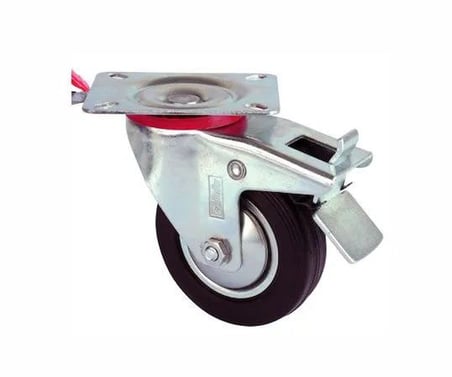 Servis Tekeri - Tablalı Frenli Siyah Döner - Çap 125 Mm