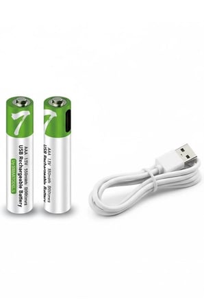 Type-c Şarjlı 800mwh 1.5v Şarj Edilebilir 2’li Aaa İnce Pil - Lityum Iyon Batarya