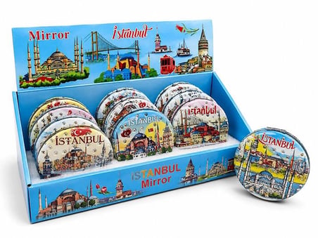 Taşlı İstanbul Temalı İnce El Aynası Alk5821