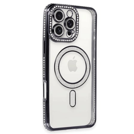 Apple İphone 16 Pro Max Kılıf Joke Simli Magneticsafe Kılıf - Gri