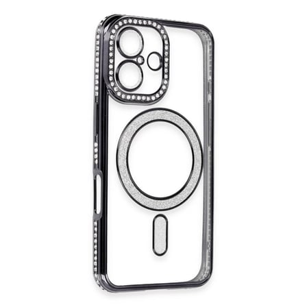 Apple İphone 16 Kılıf Joke Simli Magneticsafe Kılıf - Siyah
