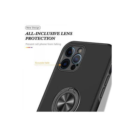 Apple İphone 12 Pro Max Kılıf Elit Yüzüklü Kapak - Siyah