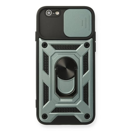 Apple İphone 6 Kılıf Pars Lens Yüzüklü Silikon - Yeşil