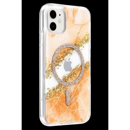 Onegif Apple İphone 11 Lotus Simli Magsafe Kapak - Turuncu