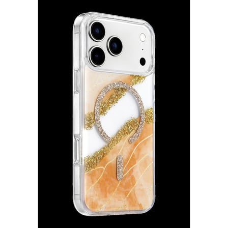 Onegif Apple İphone 17 Pro Lotus Simli Magsafe Kapak - Turuncu
