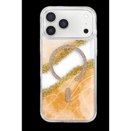 Onegif Apple İphone 17 Pro Lotus Simli Magsafe Kapak - Turuncu