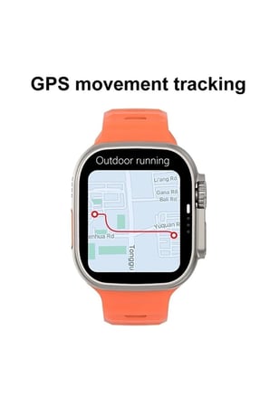 Turuncu Akıllı Saat 49 mm 2.05 İnç GPS NFC Nabız Uyku Takibi Sim Kartlı Siyah Kasa 200-300 mAh