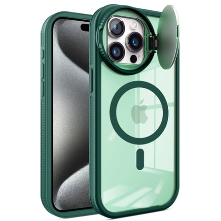 Apple İphone 15 Pro Kılıf Teleskop Lens Magsafe Silikon Kapak - Koyu Yeşil