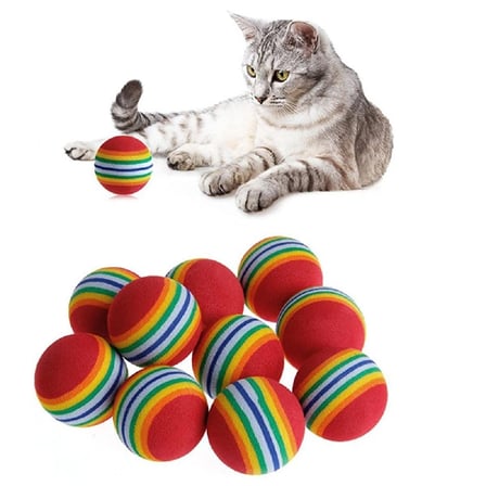 3lü Gökkuşağı Sünger Kedi Köpek Çiğneme Oyun Topu 4,2 Cm Bx40