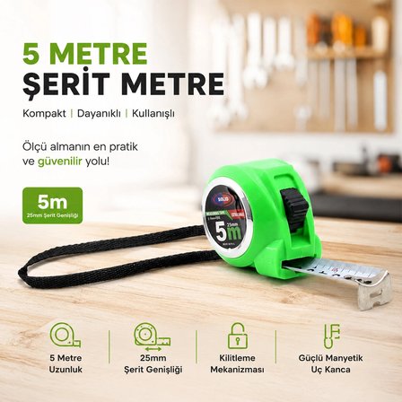 12 Adet Measurıng Tape 5mtx25mm Şerit Metre Bx40
