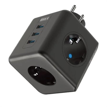 Isıya Dayanıklı Termal Akım Korumalı Ve Çocuk Korumalı 3 Priz Girişli 3 Usb Girişli Küp Priz Bx40