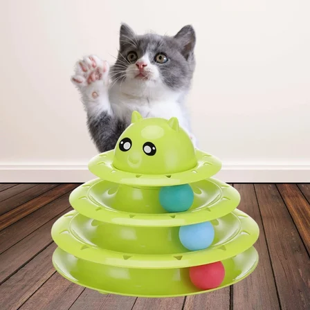 Tower Of Tracks Eğlenceli Üç Katlı Kedi Oyuncağı Seti Kedi Oyunu Bx40