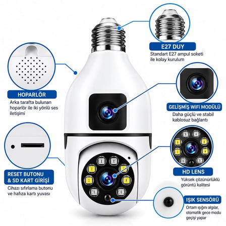 Aı Smart Kamera Yapay Zeka İle İnsan Takibi Duy 360° Dönebilen - Alarm Sistemi - Konuşma Özellikli Int-cmr40 Bx40