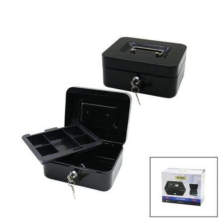 Anahtarlı Küçük Metal Para -değerli Eşya Kutusu 2kat=tek+6 Bölme Taşıma Kulp - 15.2x11.8x8cm Bx40