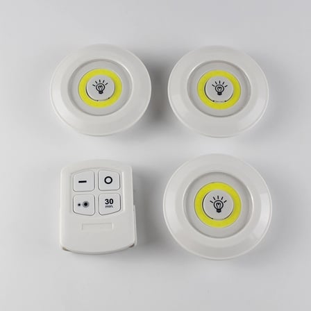 3&amp;apos;lü Uzaktan Kumandalı Pilli Yapışkanlı Kablosuz Led Spot Lambalar Bx40