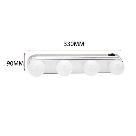 Kablosuz Parlak Banyo Stüdyo Makyaj Aynası Işığı Pilli Vantuzlu Taşınabilir 4 Led Ampul Bx40