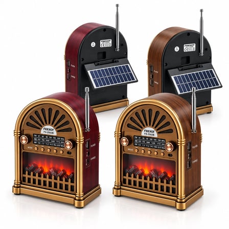 Solar - İbreli Şömineli Radyo - Retro Am - Fm - Sw Usb - Type-c Sarjlı Bt - Tf - Usb Speaker Yg-6041bts Bx40