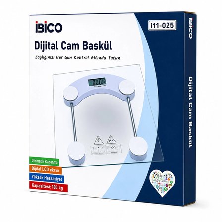 Dijital - Pilli Kare Banyo Baskül Terazi Tartı Lcd Ekran 180kg/0.1g 30x30cm İ11-025 Bx40