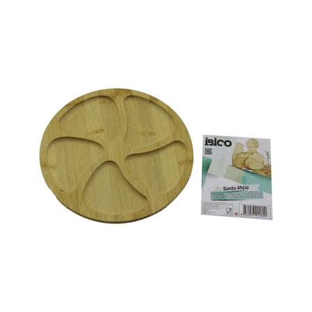 Yuvarlak 5 Bölmeli Ahşap Bambu Servis Sunum Tepsi - Tahtası 20 X 1.4cm Bx40