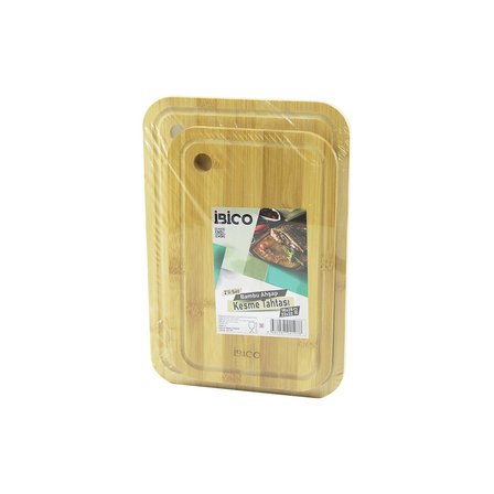 2pcs Setoval Kenarlı - Yuvarlak Delikli Ahşap Bambu Kesim Panosu - Kesme Tahtası 18x28x1cm--22x32x1cm Bx40